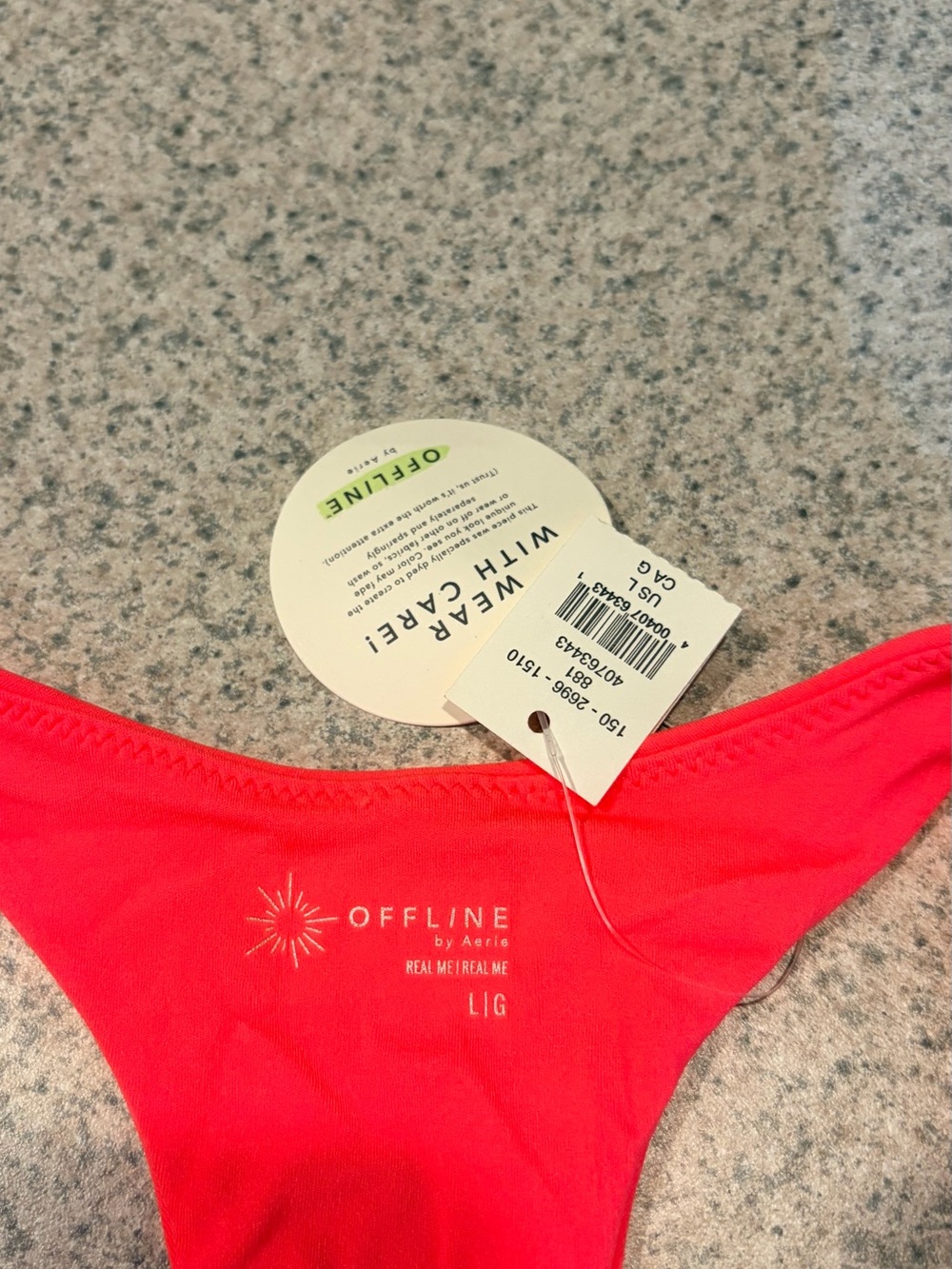 aerie OFFLINE Bright Coral/Pink Thong